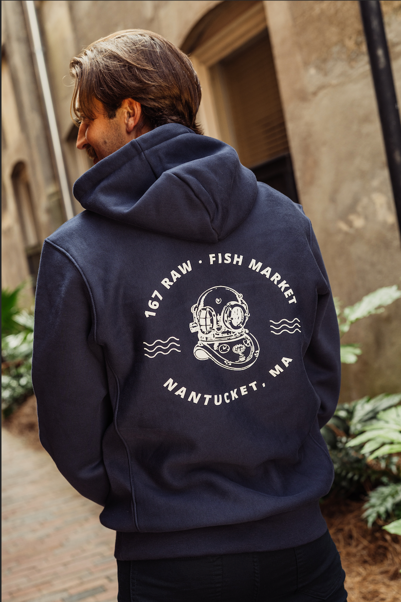 167 FISH MARKET HOODED SWEATSHIRT - NAVY BLUE