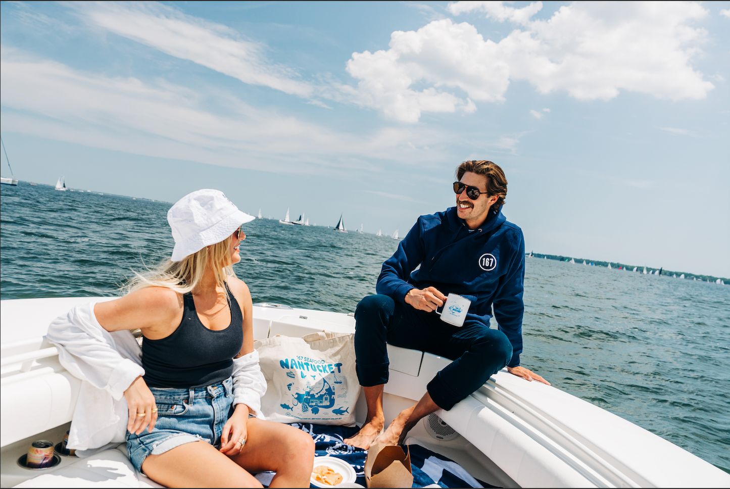 167 FISH MARKET HOODED SWEATSHIRT - NAVY BLUE